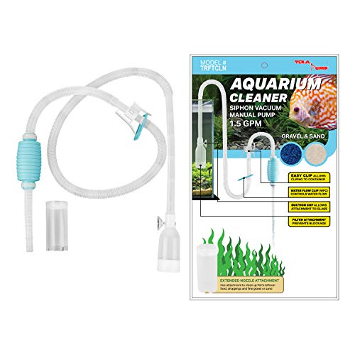 Véritable TERA PUMP Aquarium Cleaner Aquarium Fish Tank Gravier Sable Cleaner avec Long Buse N Contrôleur de Débit D'eau - Sans BPA (Modèle: TRFTCLN)