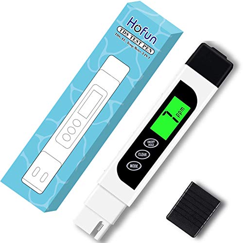 Testeur d'eau Digital TDS Meter - Hofun TDS, EC & Temperature Meter 3 in 1, 0-9999 ppm précis, PPM Meter for Drinking Water Test, Coffee, Swimming Pool, Aquarium, RO / DI System, Hydroponics